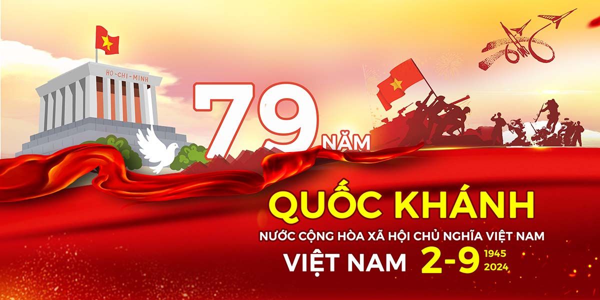 Banner chào mừng ngày quốc khánh 2-9 nền màu đỏ file PSD mẫu CR1326
