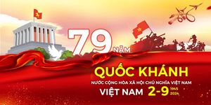 Banner chào mừng ngày quốc khánh 2-9 nền màu đỏ file PSD mẫu CR1326