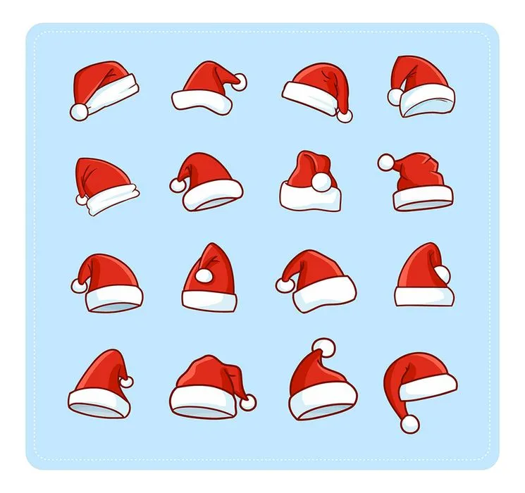 Bộ sưu tập những chiếc mũ ông già noel file vector mẫu CR1861