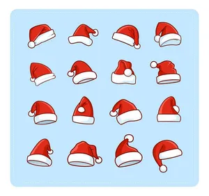 Bộ sưu tập những chiếc mũ ông già noel file vector mẫu CR1861
