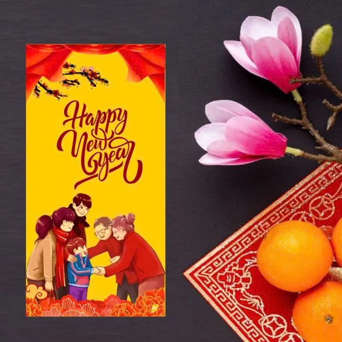 Thiệp Lì Xì Tết Đỏ May Mắn - File CDR Vector Thiết Kế Sẵn