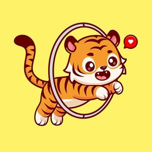 Hình ảnh chú hổ đang nhảy qua vòng file vector mẫu CR1517