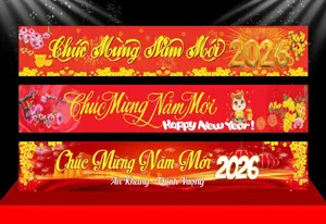 Banner Tết 2026 Đỏ Vàng - Chúc Mừng Năm Mới - File Vector CDR