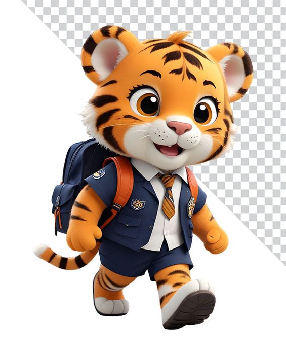 Hình ảnh chú hổ đi học file PNG mẫu CR1090
