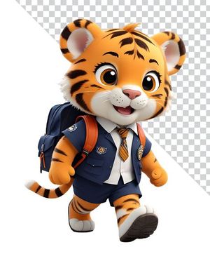 Hình ảnh chú hổ đi học file PNG mẫu CR1090