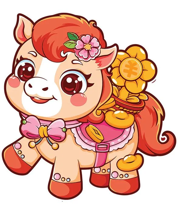 Linh Vật Ngựa Tết Nguyên Đán Dễ Thương - Minh Họa Vector EPS