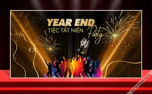 Backdrop Tiệc Tất Niên Đẳng Cấp, File CDR Dễ Dàng Chỉnh Sửa