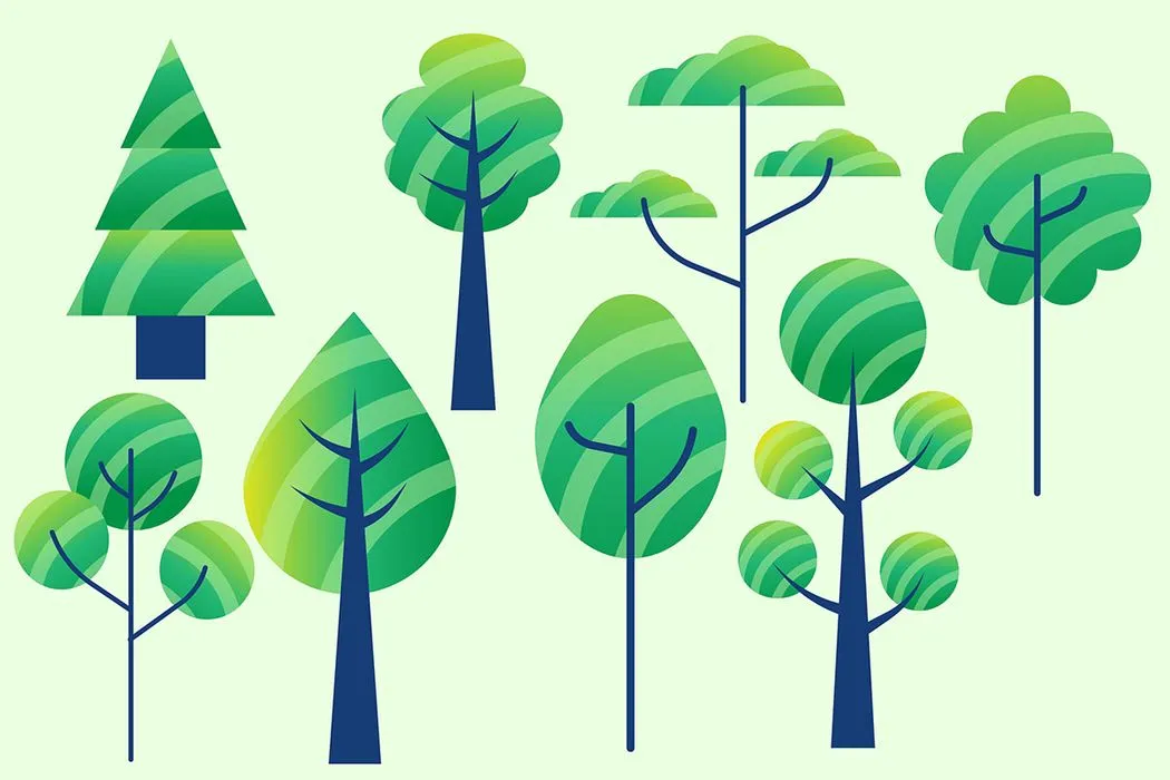 Bộ sưu tập cây xanh file vector mẫu KK79