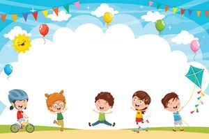 Banner học sinh cùng nhau vui chơi file vector mẫu CR1160