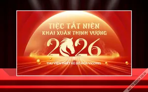 Backdrop Tết Tất Niên Khai Xuân Thịnh Vượng 2026 - File Vector CDR
