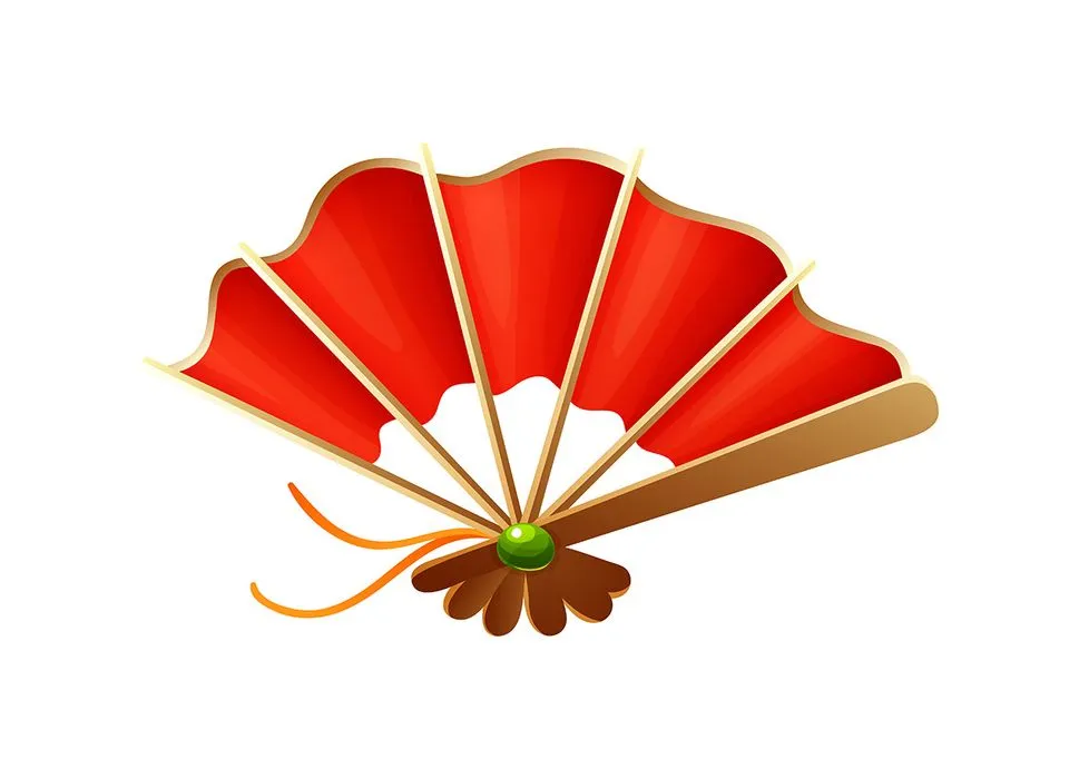 Hình ảnh cái quạt cầm tay màu đỏ file vector mẫu OC19