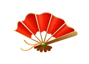 Hình ảnh cái quạt cầm tay màu đỏ file vector mẫu OC19