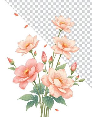 Hình ảnh bó hoa màu hồng file PNG mẫu CR1651