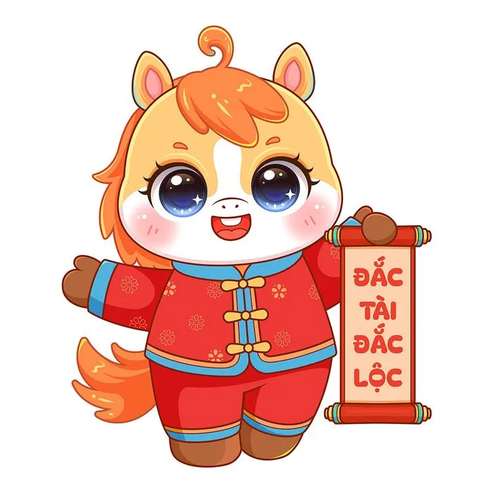 Linh Vật Ngựa Tết Nguyên Đán Dễ Thương - Minh Họa Vector EPS