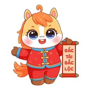 Linh Vật Ngựa Tết Nguyên Đán Dễ Thương - Minh Họa Vector EPS