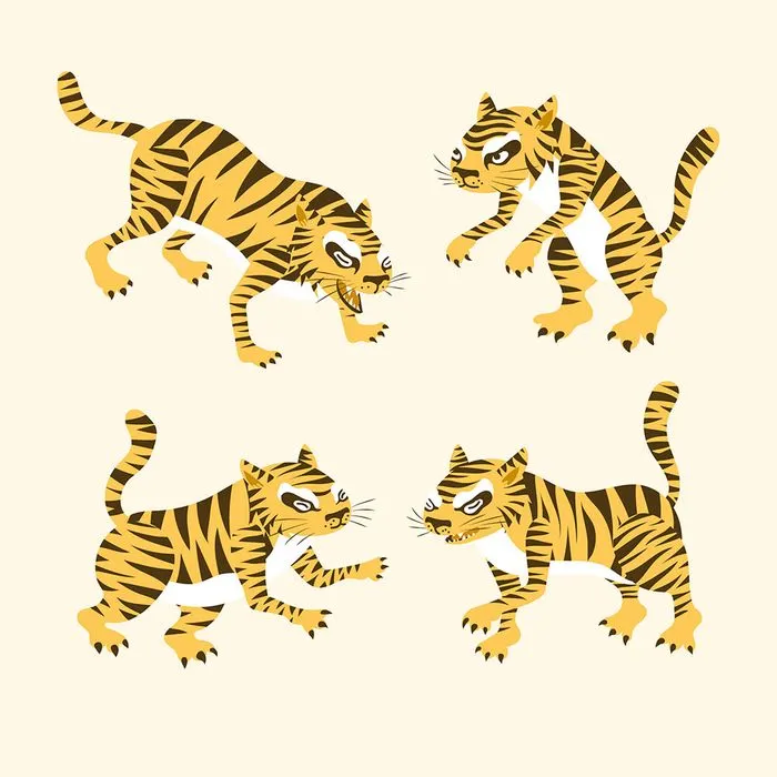 Bộ sưu tập hành động của chú hổ flie vector mẫu KS33
