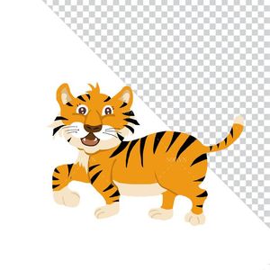 Hình ảnh chú hổ đang đi file PNG mẫu CR1073
