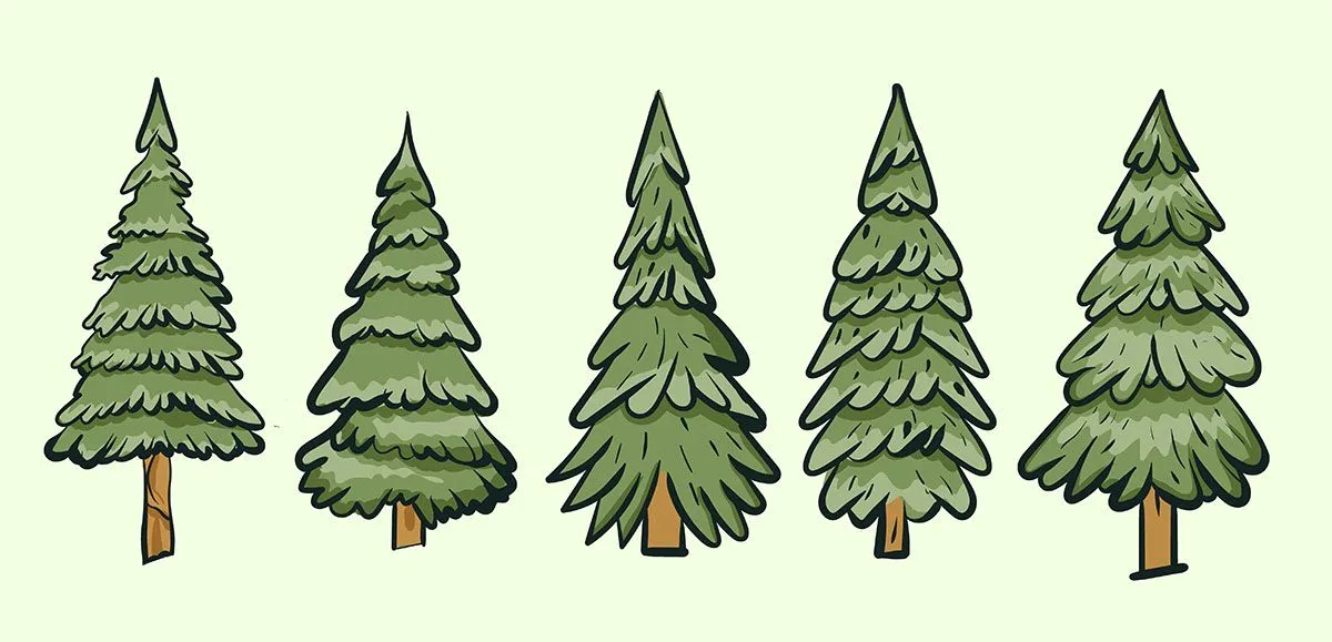Hình ảnh cây thông file vector mẫu KS729
