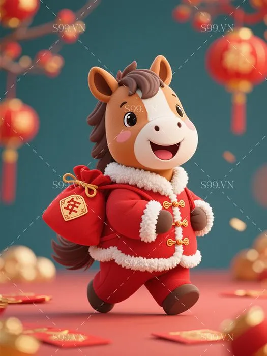 Ngựa Tết Cute JPG - Hoạt Hình Đáng Yêu Chúc Mừng Năm Mới
