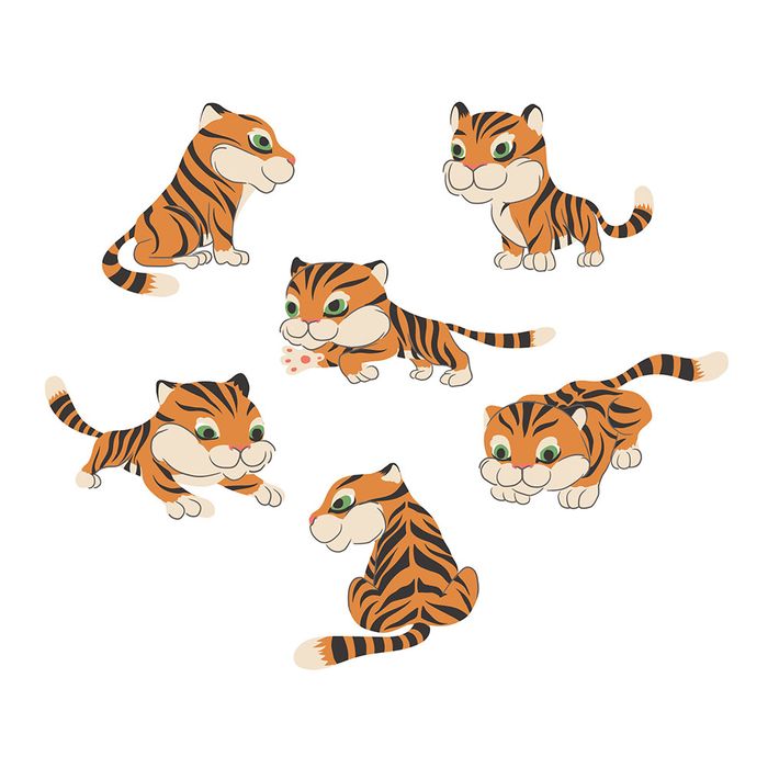 Bộ sưu tập hành động của chú hổ con file vector mẫu CR1502