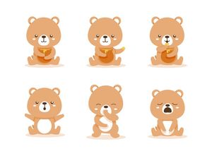 Bộ sưu tập hành động đáng yêu của chú gấu file vector mẫu CR182
