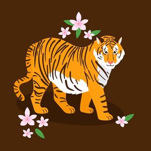 Hình ảnh chú hổ vằn file vector mẫu CR1472