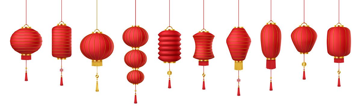 Hình ảnh đèn lồng treo màu đỏ hình tròn cổ xưa file vector mẫu CR440