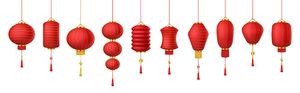 Hình ảnh đèn lồng treo màu đỏ hình tròn cổ xưa file vector mẫu CR440