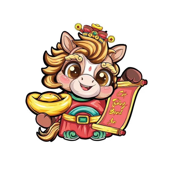 Linh Vật Ngựa Tết Dễ Thương - Minh Họa Vector EPS Độc Đáo