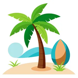 Hình ảnh cây dừa ở bãi biển file vector mẫu KS591