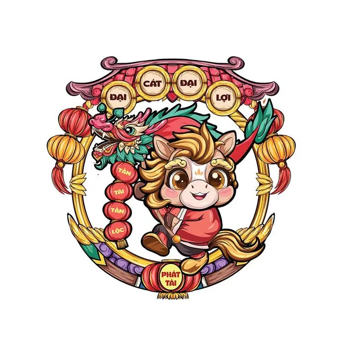 Linh Vật Ngựa Tết Nguyên Đán, Thiết Kế Đồ Họa Vector Hoạt Hình Dễ Thương