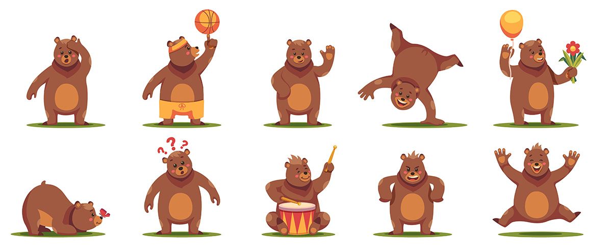 Bộ sưu tập chú gấu cute file vector mẫu CR111