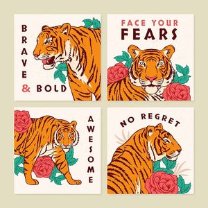 Banner chú hổ vằn file vector mẫu CR1437