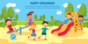 Background bé cùng nhau vui chơi ngoài thiên nhiên file vector mẫu KS182