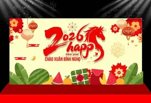 Backdrop Tết 2026 Ất Tỵ Đón Xuân Bình Ngọ Vector CDR Sẵn Sàng In Ấn