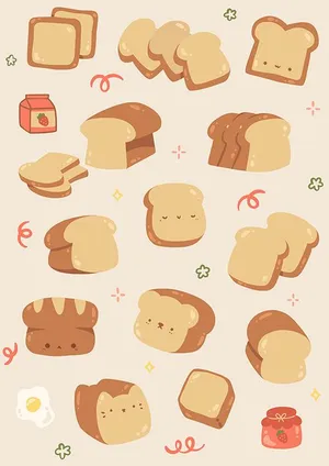 Hình Minh Họa Bánh Mì Dễ Thương – File EPS Vector Đa Dạng