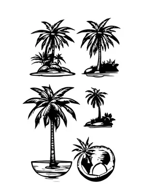 Hình ảnh cây dừa file vector mẫu KS668
