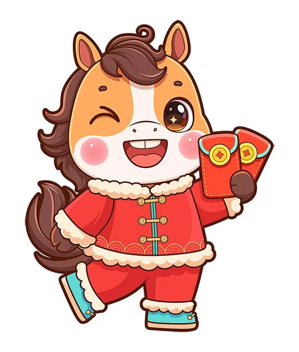 Linh Vật Ngựa Tết Nguyên Đán Dễ Thương - Minh Họa Vector EPS