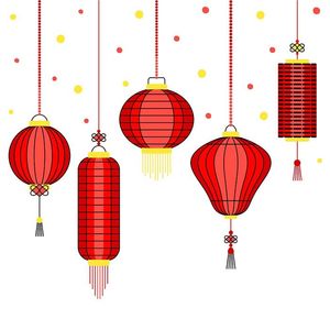 Hình ảnh đèn lồng màu đỏ file vector mẫu CR475