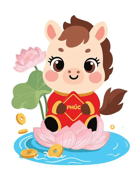 Linh Vật Ngựa Tết Bính Ngọ 2026 - Hình Minh Họa Vector Dễ Thương