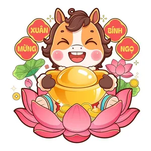Linh Vật Ngựa Tết Ất Mùi 2025 – Vàng May Mắn, Hoa Sen EPS Vector