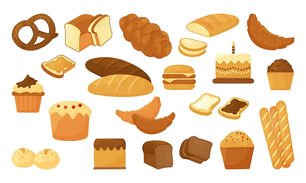 Bộ Sưu Tập Bánh Mì & Đồ Nướng Hoạt Hình EPS - Thiết Kế Đồ Họa Đa Dạng