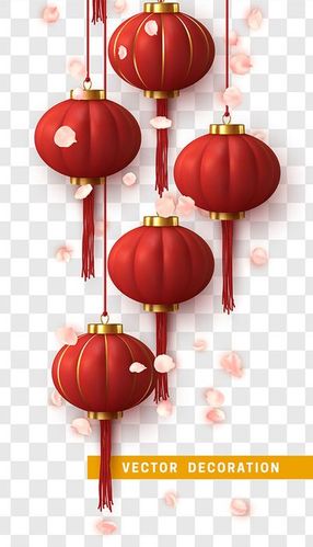 Hình ảnh đèn lồng màu đỏ trang trí lễ hội tết file vector mẫu CR331