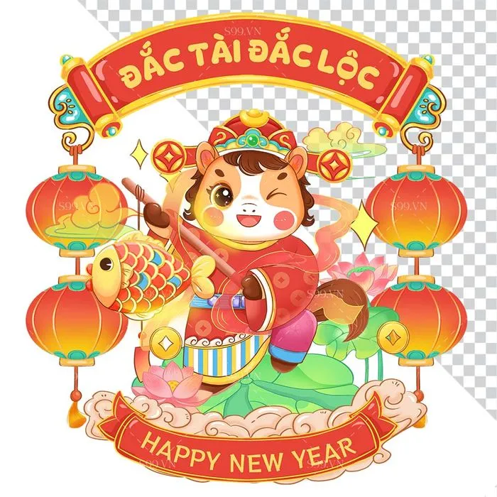 Tết Linh Vật Ngựa 2026 Minh Họa PNG - Chúc Mừng Năm Mới