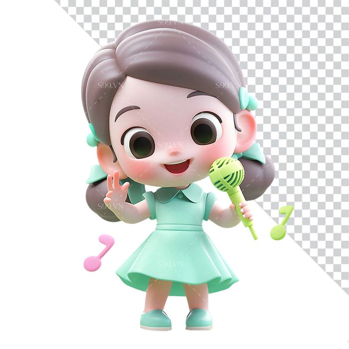 Hình ảnh cô bé học hát 3D file PNG mẫu CR828
