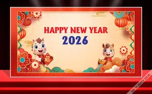 Backdrop Tết 2026 Hình Con Ngựa Dễ Thương – File CDR Chỉnh Sửa Dễ Dàng