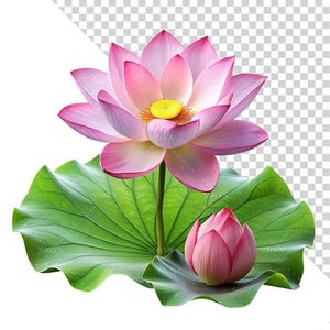 Hình ảnh bông hoa sen và lá file PNG mẫu CR1607