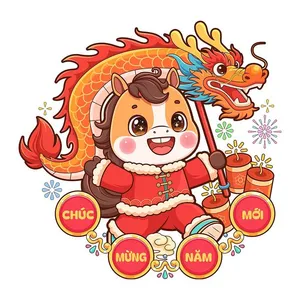 Linh Vật Ngựa Chúc Mừng Năm Mới - Thiết Kế Tết Nguyên Đán Dễ Thương