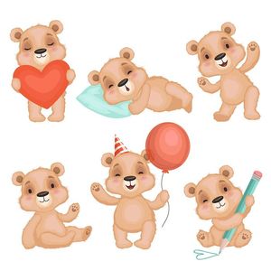 Bộ sưu tập hành động của chú gấu file vector mẫu CR176