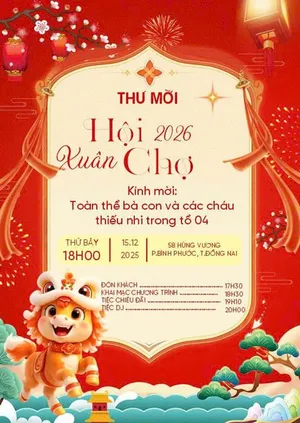 Thiệp Mời Hội Xuân Chợ 2026 – File CDR Thiết Kế Tết Độc Đáo